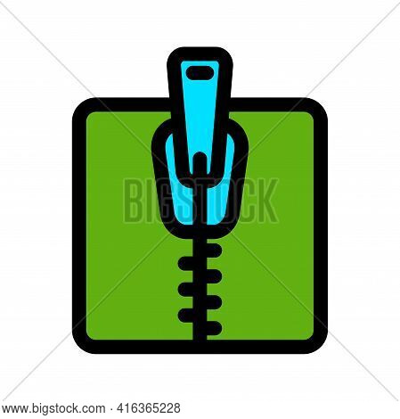 Zipper Tool Simple Style Color Icon. Close Zip Lock Tailor Pictogram. Textile And Fabric Zippers Fas