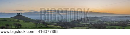 Stunning beautiful sunrise landscape image of Colmer\\\\\\\'s Hill in Dorset on a Spring morning