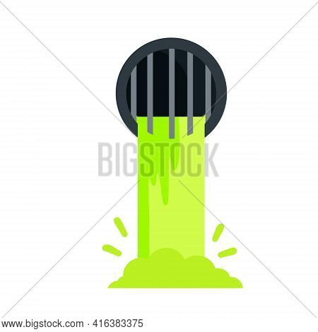 Drainage System. Water Supply And Sewerage. Industrial Drain. Flat Cartoon Illustration Isolated On 