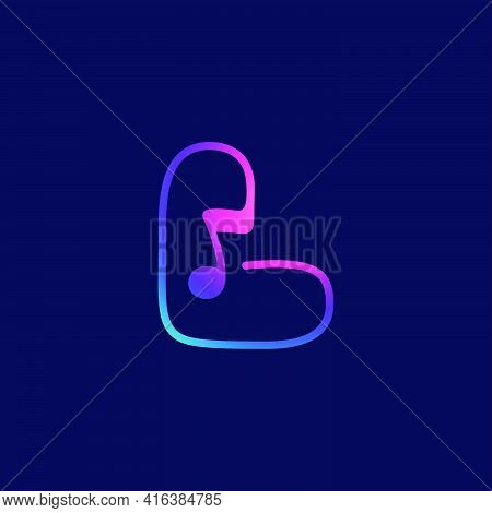Letter L Logo With Musical Note. Vector Line Icon For Audio Company, Sound Media Magazine, Singer An