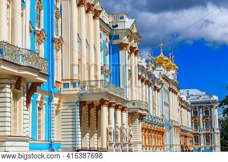 Catherine Palace Is A Rococo Palace Located In The Town Of Tsarskoye Selo (pushkin), 30 Km South Of 
