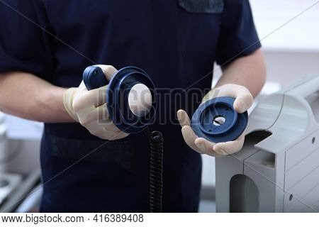 Small Size Electrodes For Resuscitation Of Children.preparation For Defibrillation. The Electrodes A