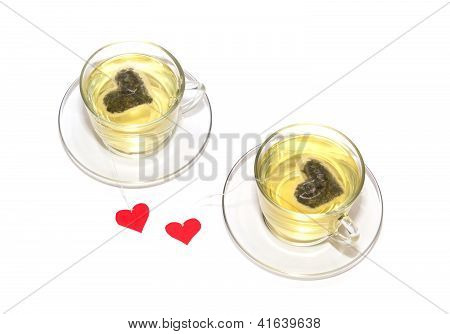 Two Cups Of Tea With Hearts