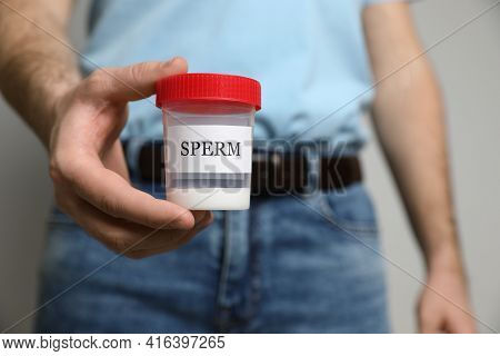 Donor Holding Container With Sperm, Closeup View