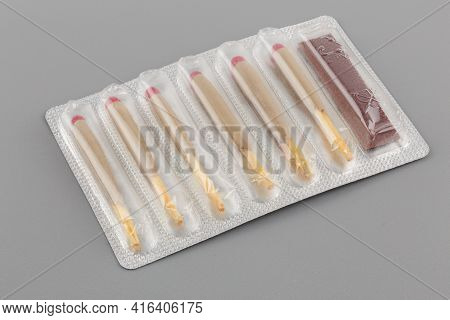 Stormproof Survival Matches In Blister On Gray Background