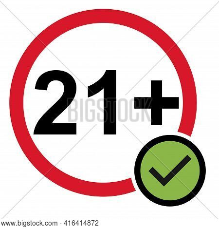 21 Do S Restriction Flat Sign Isolated On White Background. Age Limit Symbol. No Under Twenty One Ye