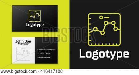 Logotype Line Browser With Stocks Market Growth Graphs And Money Icon Isolated On Black Background. 