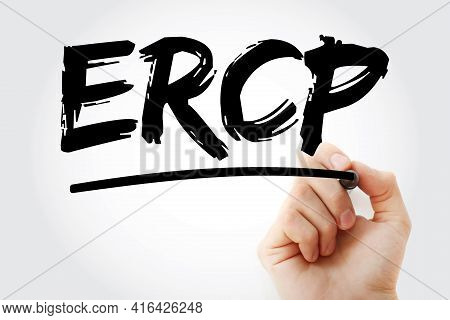 Ercp - Endoscopic Retrograde Cholangiopancreatography Acronym With Marker, Concept Background