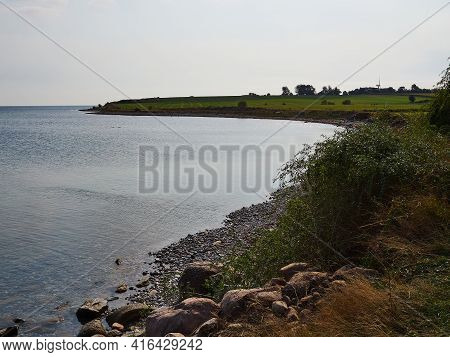 Typical Beautiful Natural Danish Coastline Beach Landscape In The Summe Aero Island Fyn Funen Denmar