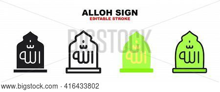 Alloh Sign Icon Set With Different Styles. Icons Designed In Filled, Outline, Flat, Glyph And Line C