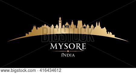 Mysore India City Silhouette Black Background