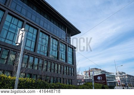 Beyoglu, Istanbul, Turkey - 03.12.2021: Double Tree By Hilton Hotel Building In Beyoglu District For