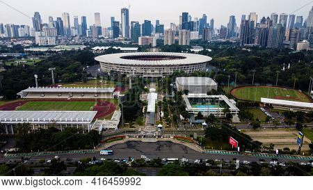 Football Stadium Of Gelora Bung Karno In Jakarta Downtown. Jakarta - Indonesia. April 11, 2021