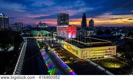 Aerial Drone View Of The Indonesia Parliament Complex, Which Is Also Known As The Dpr/mpr Building W