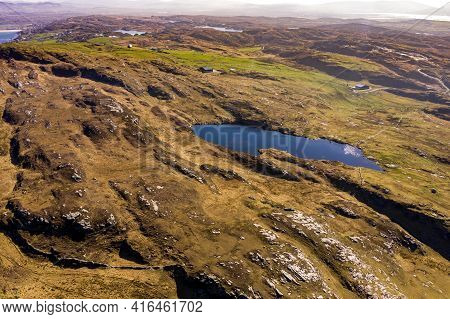 Aerial View Of Lough Free At Dunmore Head By Portnoo In County Donegal, Ireland.