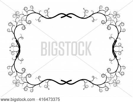 Silhouette Of Vine Isolated On White Background. Ivy Arch Vector Illustration. Dead Tree. Picture Fr