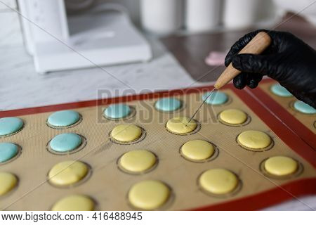 The Process Of Making Macaroons.macaroni Dessert. Release Air