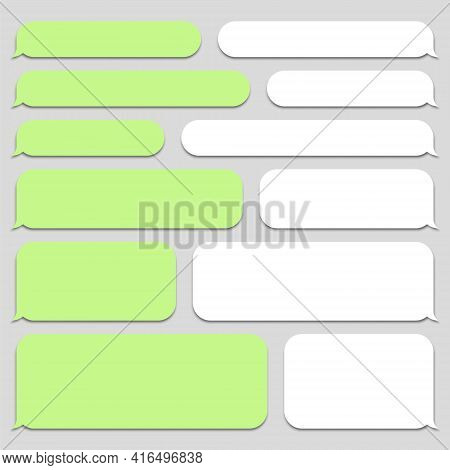 Blank Vector Message Bubbles. Chat Or Messenger Speech Bubble. Sms Text Frame. Short Message Sending