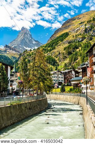 The Matterhorn And The Gornera River At Zermatt In Switzerland
