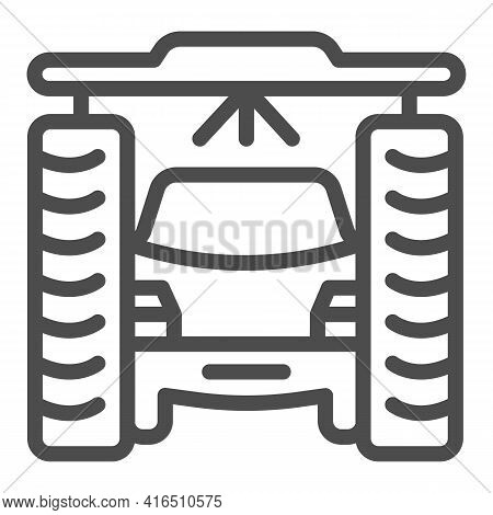 Process Of Washing Car In Tunnel Car Wash Line Icon, Car Washing Concept, Vehicle Pressure Wash Blas