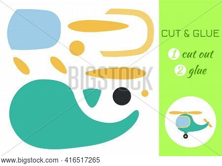 Cut And Glue Paper Cartoon Green Helicopter. Cut And Paste Craft Activity Page. Educational Game For