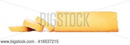 Traditional Homemade Sliced Buttercake, Isolated On A White Background