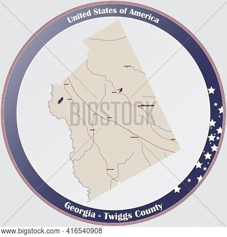 Large And Detailed Map Of Twiggs County In Georgia, Usa.