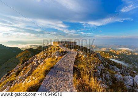 Lovcen Mountains National park at sunset in Montenegro