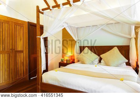 Hotel room at Maldives - vacation concept background