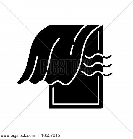 Airing Bedroom Black Glyph Icon. Office Space Ventilation. Open Window, Oxygen In Home. Fresh Air, P