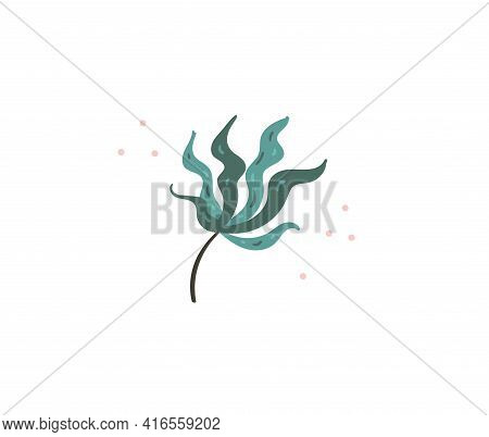 Hand Drawn Vector Stock Abstract Flat Cartoon Graphic Illustration With Tropical Summer Ocean Underw