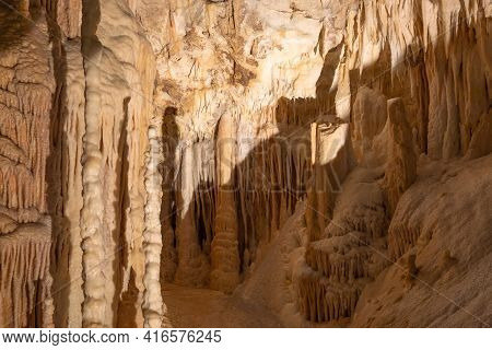 Stalactite And Stalagmite Formations Into The Frasassi Caves (grotte Di Frasassi), Marche, Ancona, I