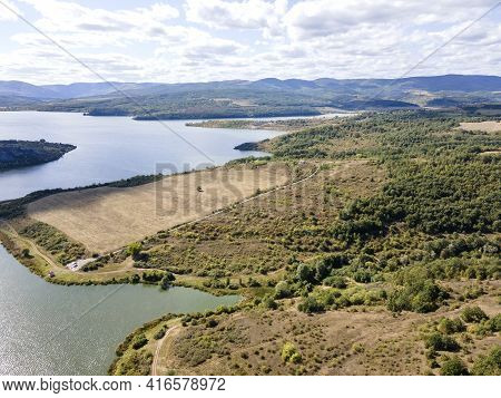 Amazing Aerial View Of Pchelina Reservoir, Pernik Region, Bulgaria