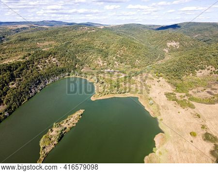 Amazing Aerial View Of Pchelina Reservoir, Pernik Region, Bulgaria