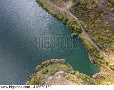 Amazing Aerial View Of Pchelina Reservoir, Pernik Region, Bulgaria