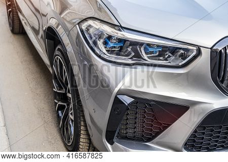 Electro Car Gray Details Lights And Mirrors Aerodynamics Crossover