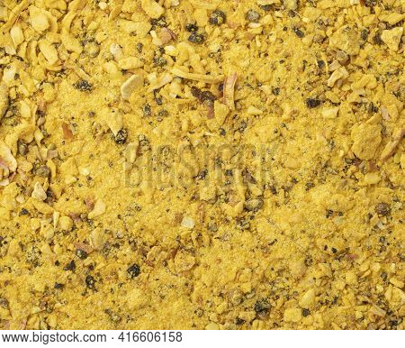 Top View, Closeup Of Lemom Pepper Seasoning. Food Backdrop.