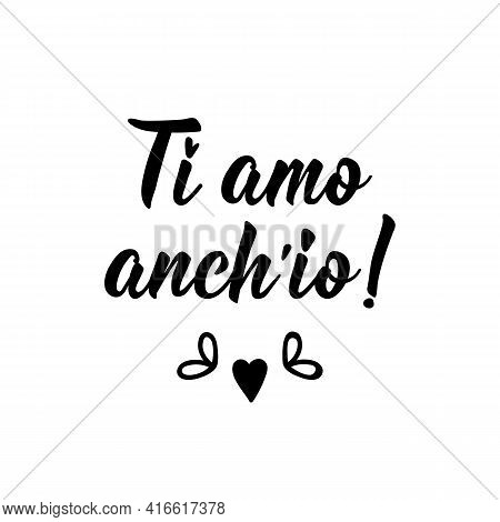 Ti Amo Anch'io. Translation From Italian: I Love You Too. Lettering. Ink Illustration. Modern Brush 