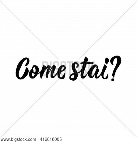 Come Stai. Translation From Italian: How Are You. Lettering. Ink Illustration. Modern Brush Calligra
