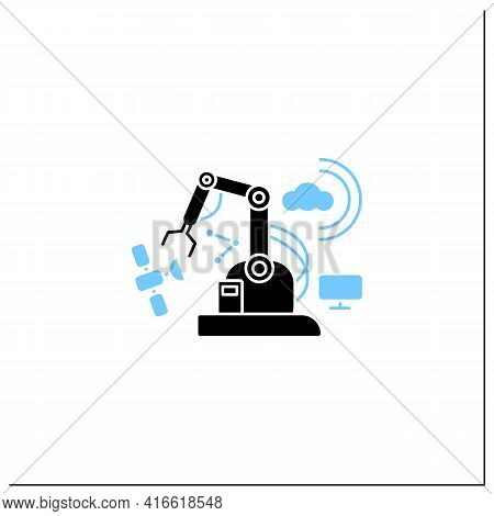 Industry 4.0 Glyph Icon. Mechanization.cyber Physical System. Connectivity.smart Technologies, Big D