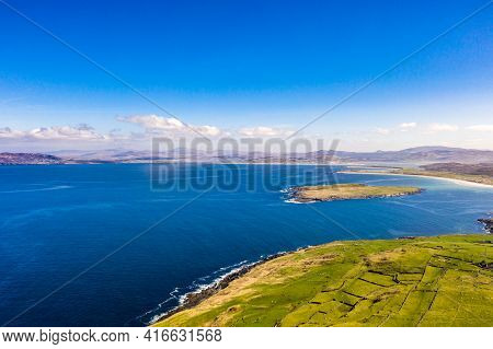 Aerial View Of Dunmore Head By Portnoo In County Donegal, Ireland.