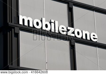 Rotkreuz, Switzerland - 28th March 2021 : Mobilezone Ag Sign Hanging On The Headquarters Building In