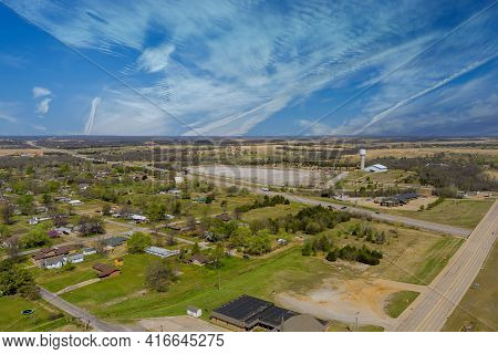 Aerial View Of Residential Quarters At Beautiful Town Urban Landscape The Stroud Oklahoma Us