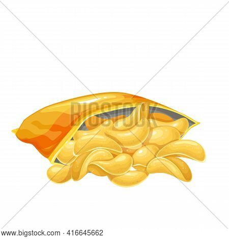Pile Of Potato Chips Spilled Out Of The Package