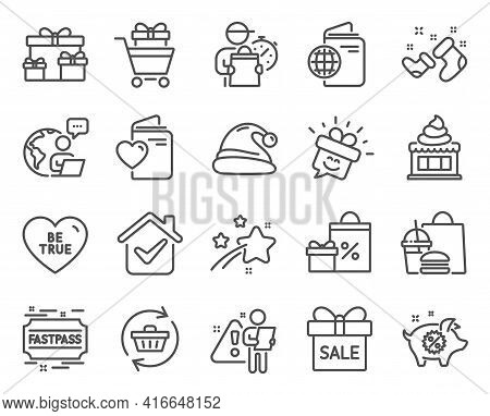 Holidays Icons Set. Included Icon As Refresh Cart, Fastpass, Shopping Signs. Ice Cream, Shopping Tro