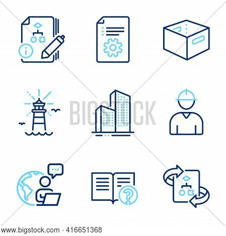 Industrial Icons Set. Included Icon As Engineer, Algorithm, Technical Algorithm Signs. Office Box, S