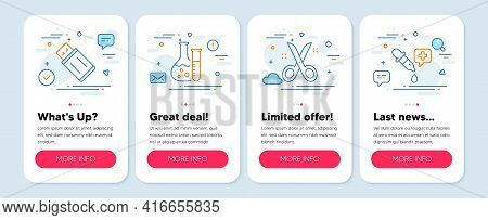Set Of Education Icons, Such As Scissors, Usb Flash, Chemistry Lab Symbols. Mobile Screen App Banner