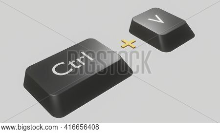 Combination Of Keys To Insert On White, 3d Rendering