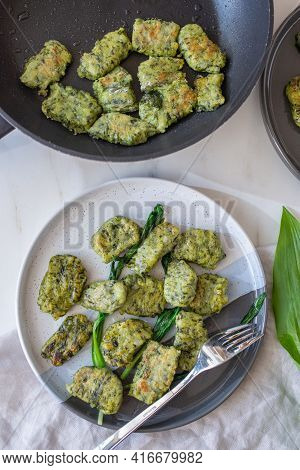 Healthy Home Made Gnocchi With Wild Garlic