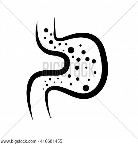 Human Stomach Symbol. Black Color. Flat Color Vector Illustration.